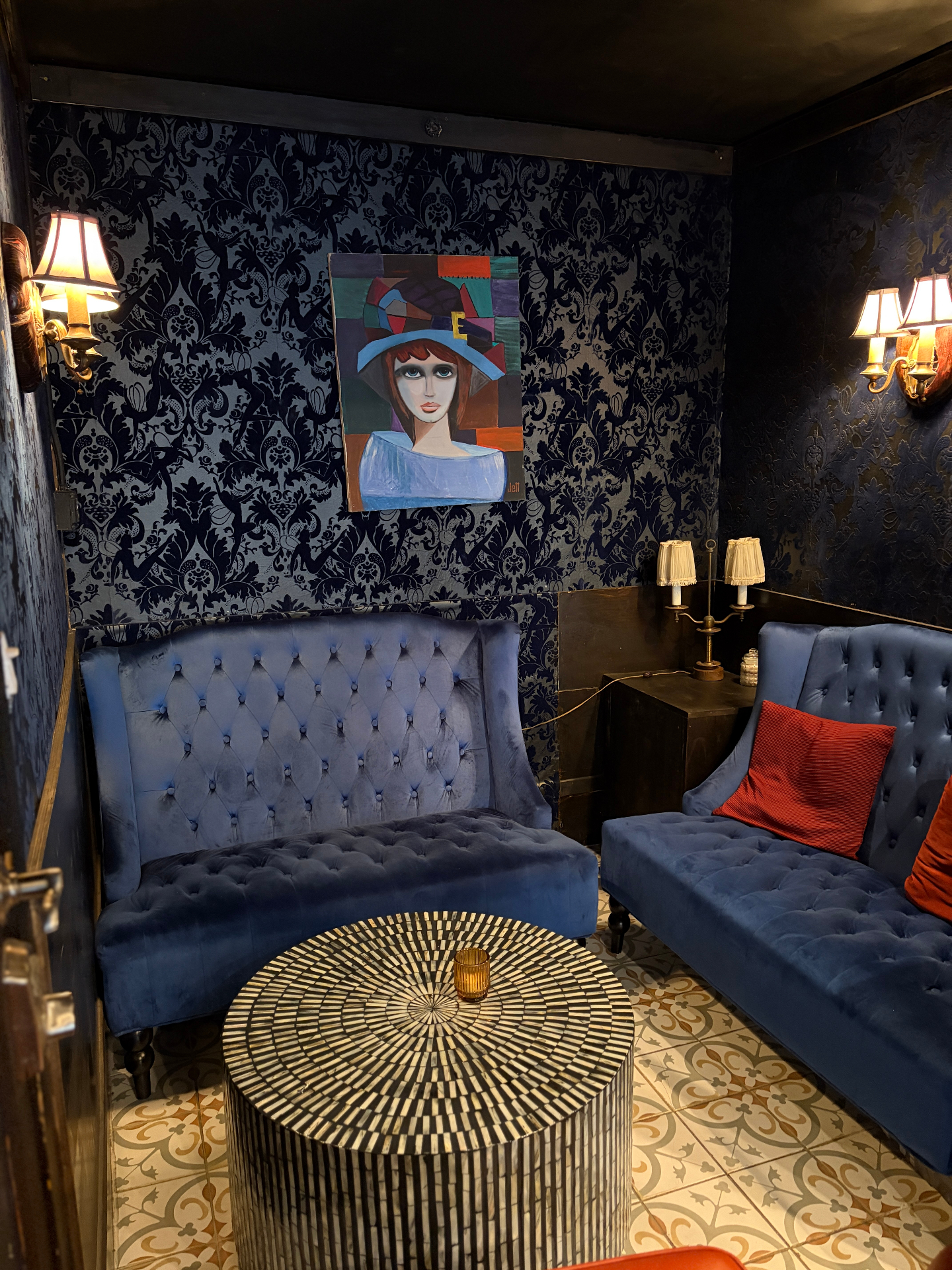 Velvet lounge interior at Flying Figs